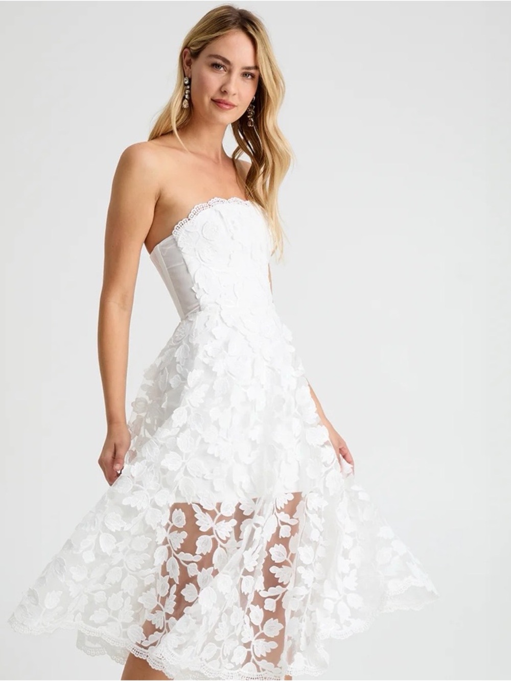 Helsi Florence White Floral Lace Midi Dress NWT